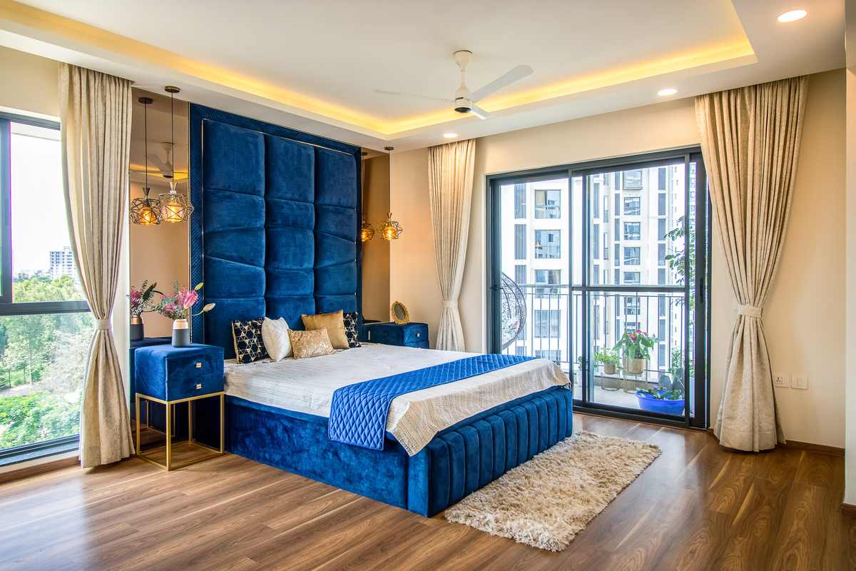 Luxurious Bedroom Interior at our client site - shilpi and arumay das home at snn raj etternia